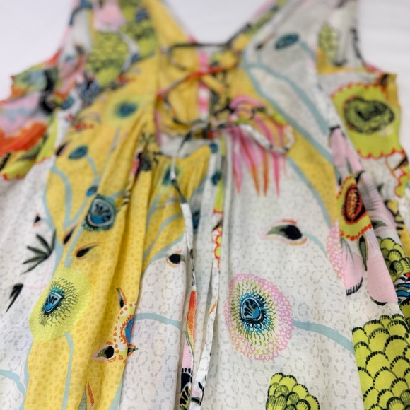 Anthropology Margaux Floral Dress Pastel Floral Smocked Waist Lace Back Small - Picture 11 of 14